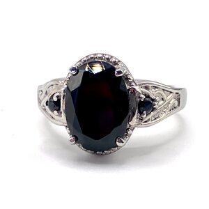 Huge Black Tourmaline Statement Ring In Stainless Steel